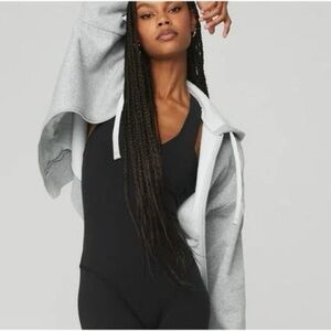 Alo yoga everyday full zip hoodie in athletic grey size xs EUC